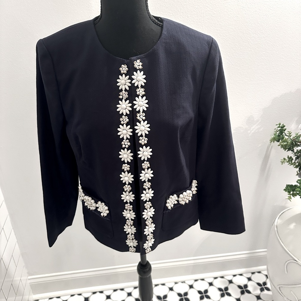 RSVP by Talbots. NWT. Navy with white beads and gold pin heads. Size 12